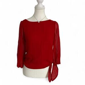 Bebe Vintage Red Going Out Blouse Size XXS